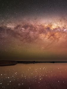 Preview wallpaper night, starry sky, milky way, lake, space