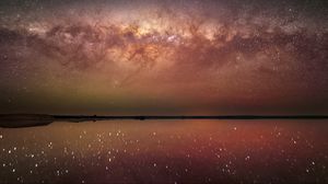 Preview wallpaper night, starry sky, milky way, lake, space