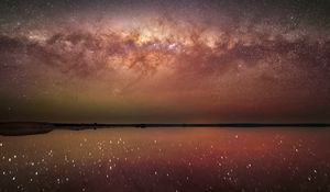 Preview wallpaper night, starry sky, milky way, lake, space