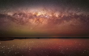 Preview wallpaper night, starry sky, milky way, lake, space