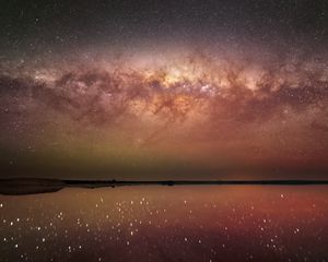 Preview wallpaper night, starry sky, milky way, lake, space