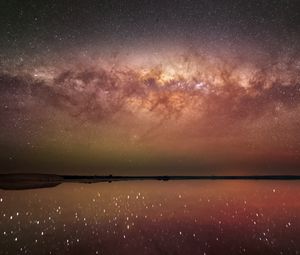 Preview wallpaper night, starry sky, milky way, lake, space