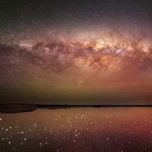 Preview wallpaper night, starry sky, milky way, lake, space