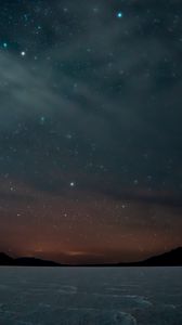 Preview wallpaper night, starry sky, mountains, dark, landscape