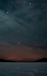 Preview wallpaper night, starry sky, mountains, dark, landscape