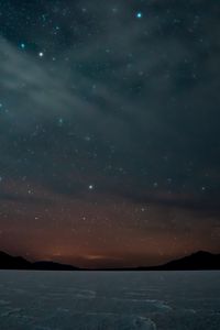 Preview wallpaper night, starry sky, mountains, dark, landscape