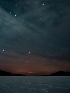 Preview wallpaper night, starry sky, mountains, dark, landscape