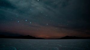 Preview wallpaper night, starry sky, mountains, dark, landscape