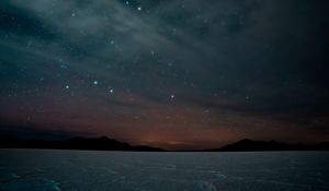 Preview wallpaper night, starry sky, mountains, dark, landscape