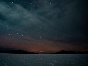 Preview wallpaper night, starry sky, mountains, dark, landscape