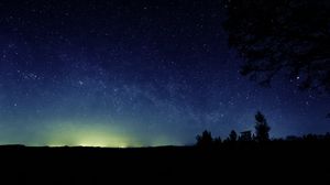 Preview wallpaper night, starry sky, trees, nature, dark