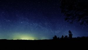 Preview wallpaper night, starry sky, trees, nature, dark