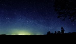 Preview wallpaper night, starry sky, trees, nature, dark