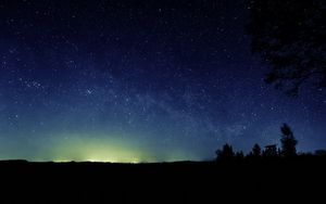 Preview wallpaper night, starry sky, trees, nature, dark