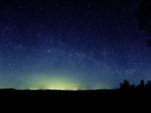 Preview wallpaper night, starry sky, trees, nature, dark