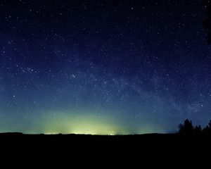 Preview wallpaper night, starry sky, trees, nature, dark