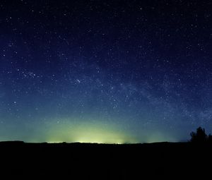 Preview wallpaper night, starry sky, trees, nature, dark