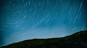 Preview wallpaper night, starry sky, twisting hill