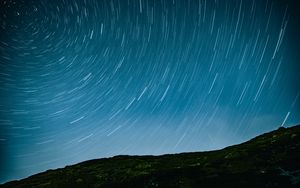 Preview wallpaper night, starry sky, twisting hill