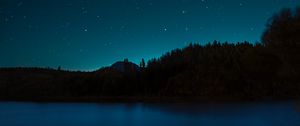 Preview wallpaper night, stars, lake, trees, landscape