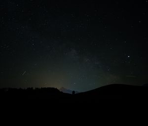 Preview wallpaper night, stars, sky, hills, dark