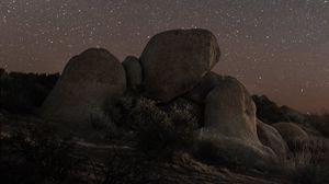 Preview wallpaper night, stars, stones, starry sky
