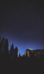 Preview wallpaper night, trees, mountains, stars, forest