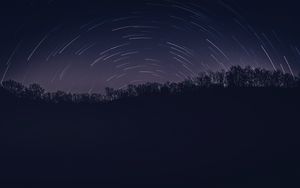 Preview wallpaper night, trees, stars, darkness, dark