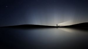 Preview wallpaper night, water, lighthouse, shining