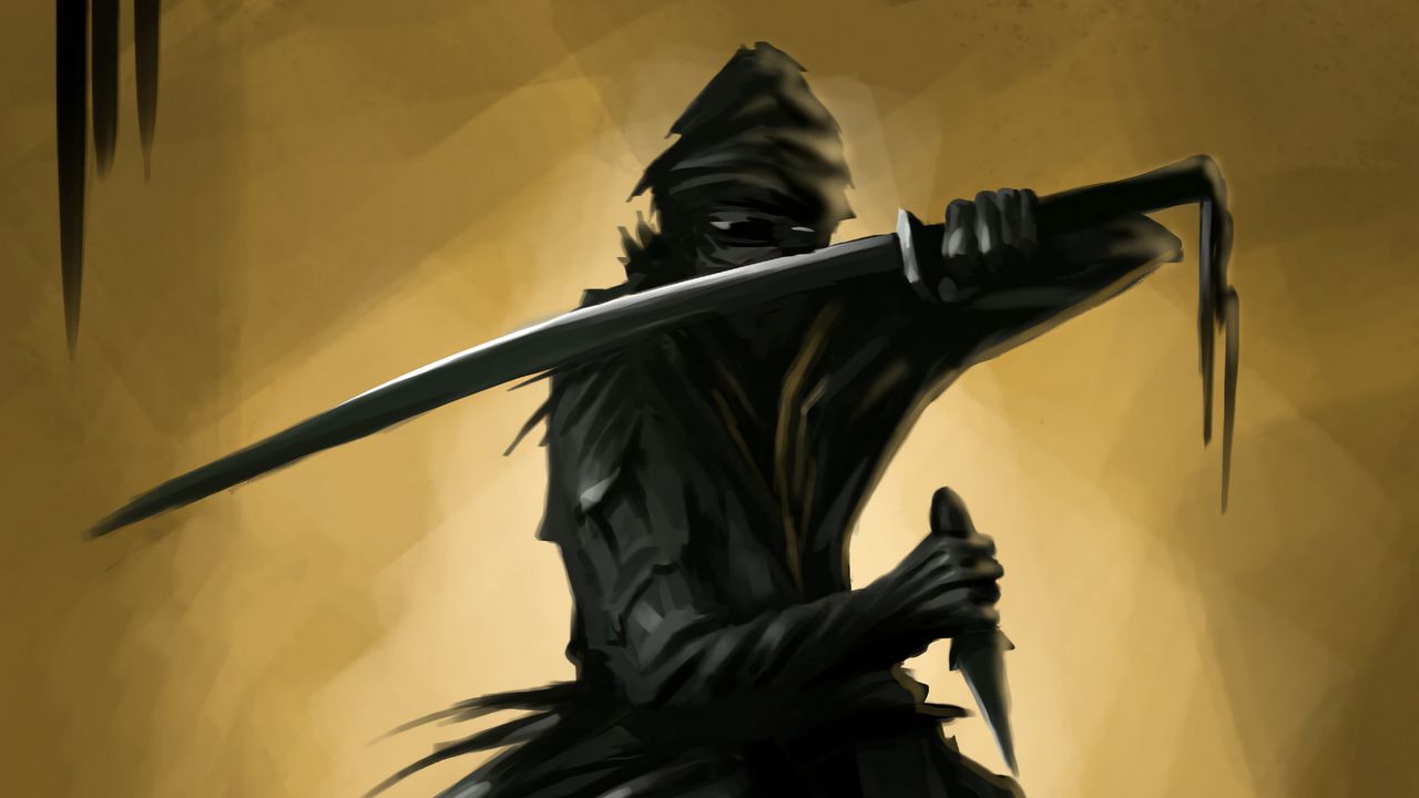 Wallpaper ninja, warrior, sword, dagger, art