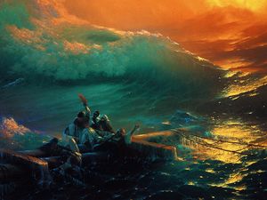 Preview wallpaper ninth wave, aivazovsky, oil, canvas, storm, waves
