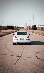 Preview wallpaper nissan 350z, nissan, sports car, rear view, white