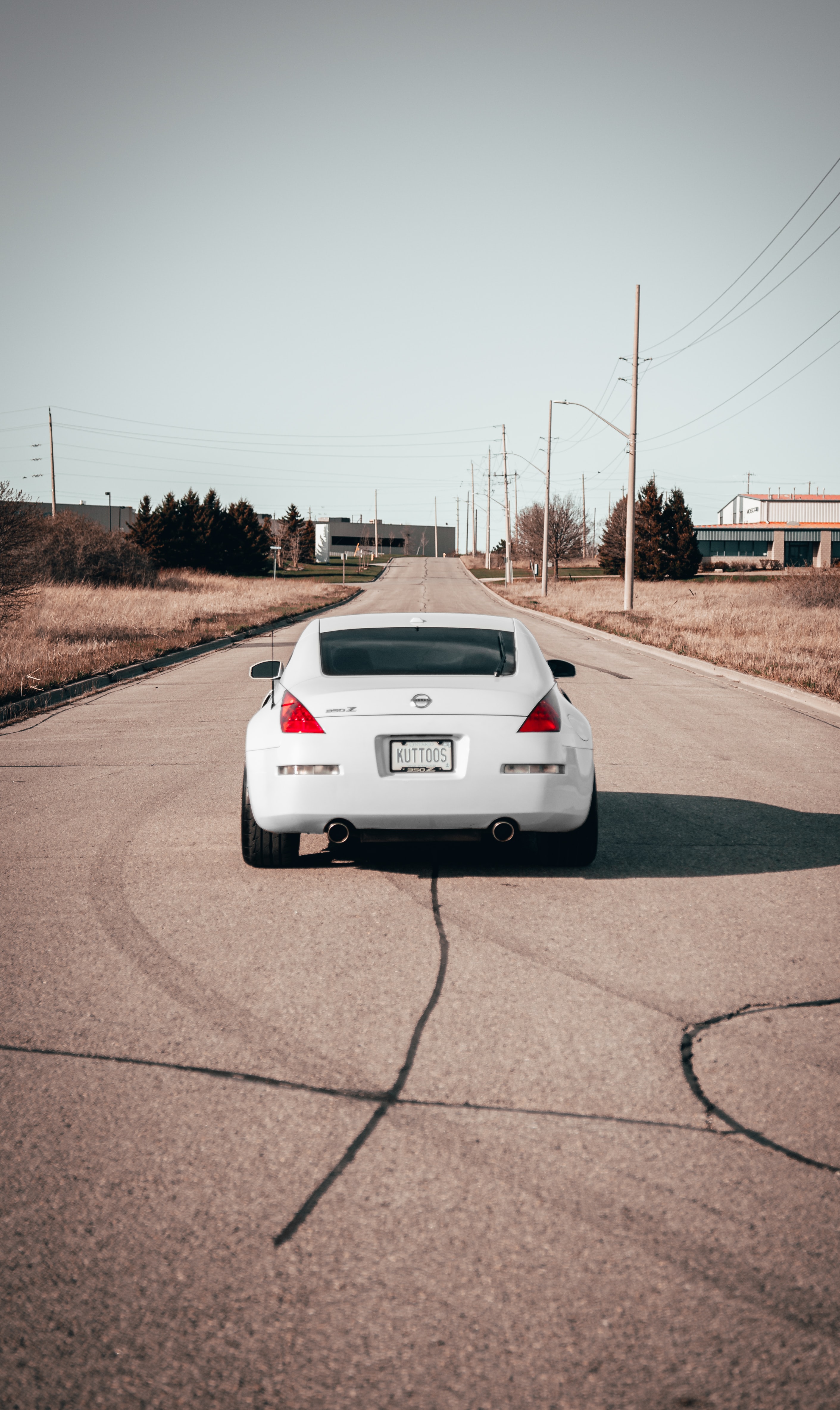 Download Wallpaper 22x4736 Nissan 350z Nissan Sports Car Rear View White Hd Background