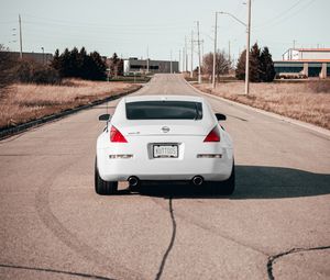 Preview wallpaper nissan 350z, nissan, sports car, rear view, white