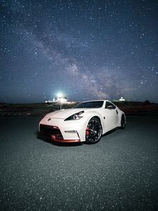 Preview wallpaper nissan 350z, nissan, sports car, car, starry sky