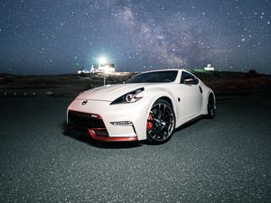 Preview wallpaper nissan 350z, nissan, sports car, car, starry sky