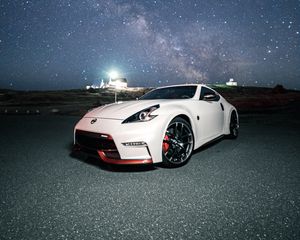 Preview wallpaper nissan 350z, nissan, sports car, car, starry sky