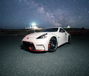 Preview wallpaper nissan 350z, nissan, sports car, car, starry sky