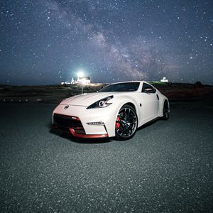 Preview wallpaper nissan 350z, nissan, sports car, car, starry sky