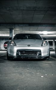 Preview wallpaper nissan 350z, nissan, sports car, car, front view, gray