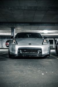 Preview wallpaper nissan 350z, nissan, sports car, car, front view, gray