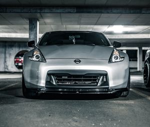 Preview wallpaper nissan 350z, nissan, sports car, car, front view, gray