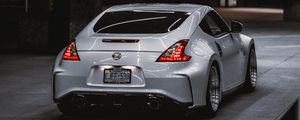 Preview wallpaper nissan 350z, nissan, sportscar, car, rear view, gray