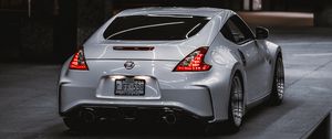 Preview wallpaper nissan 350z, nissan, sportscar, car, rear view, gray