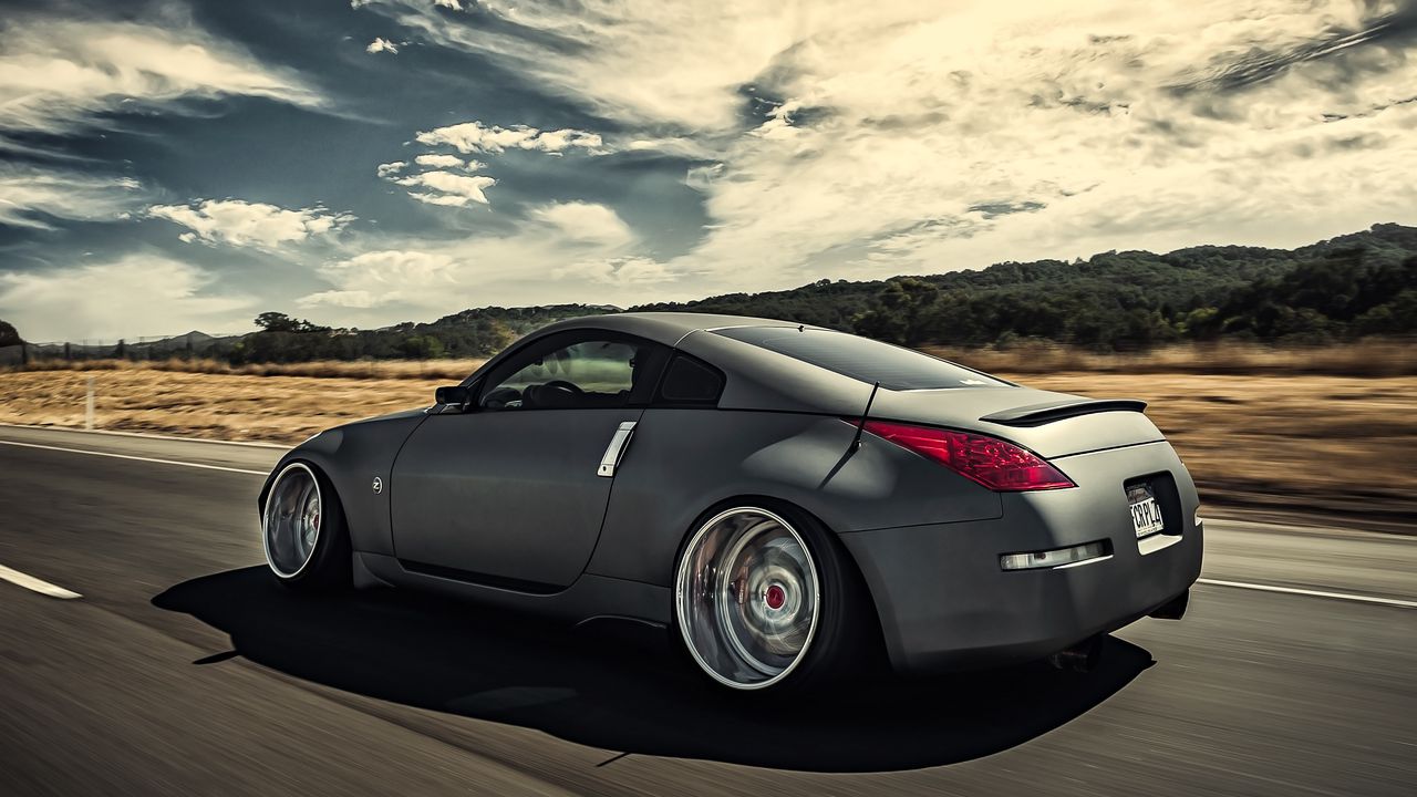 Wallpaper nissan, 350z, stance, movement, speed, side view