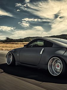 Preview wallpaper nissan, 350z, stance, movement, speed, side view
