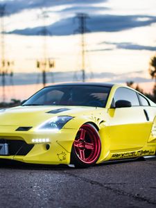 Preview wallpaper nissan 350z, yellow, side view