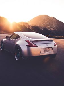 Preview wallpaper nissan, 370 z, car, traffic, road