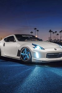 Preview wallpaper nissan, 370z, avant, white, side view