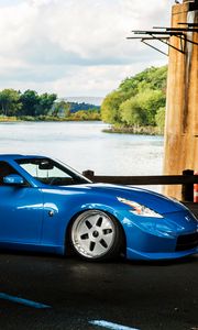 Preview wallpaper nissan, 370z, blue, side view